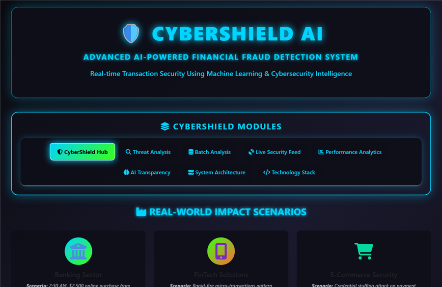 CyberShield AI dashboard